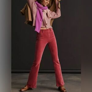 Anthropologie Raspberry Pink Corduroy Icon Flare Pants